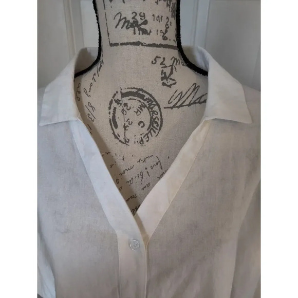 Zanzea Tunic White Blouse 3/4 Sleeve Longline Hi-Low Collared V-Neck Top Sz XXXL - Picture 7 of 9